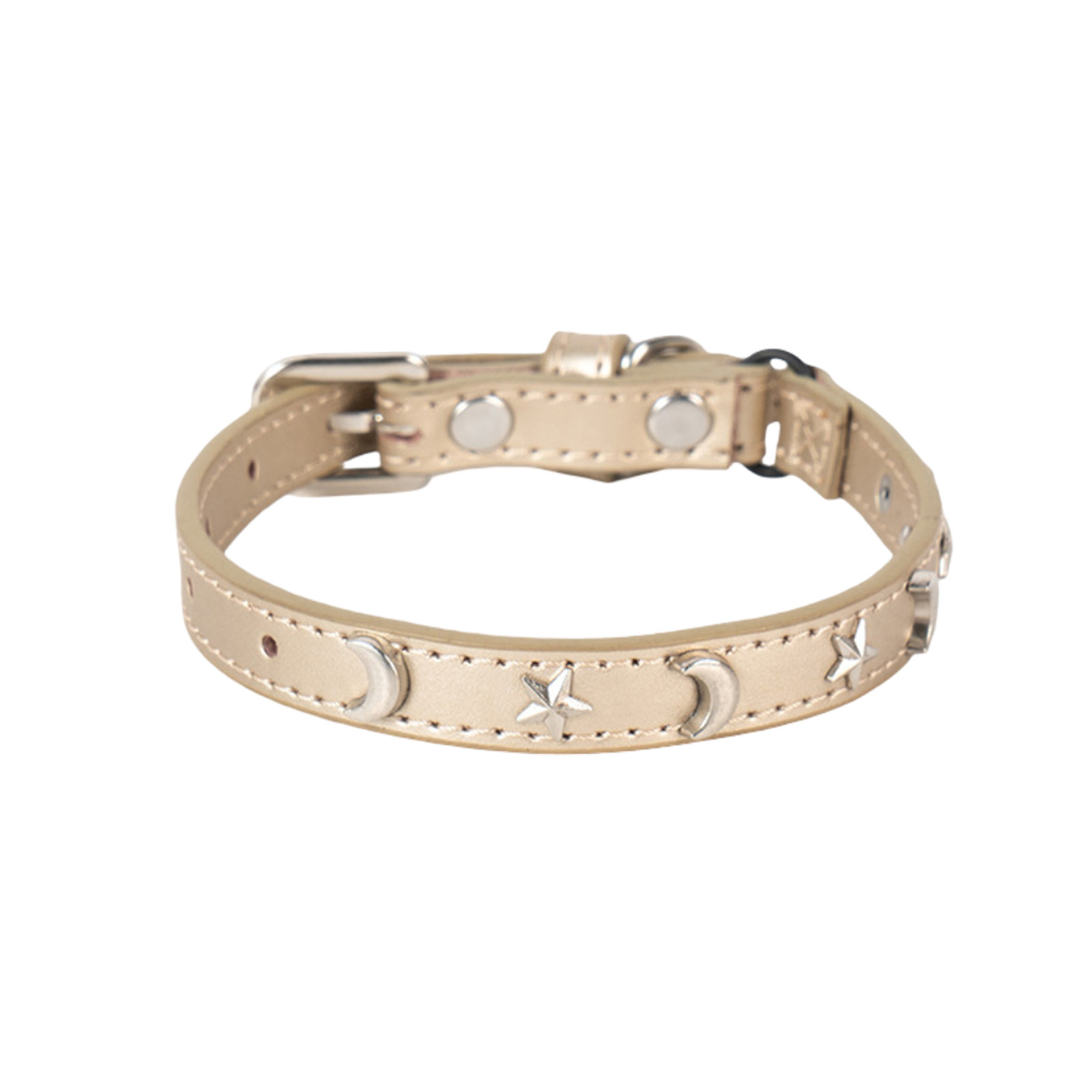thumbnail image 2 of Collar de cuero para gatos adecuado para niños y niñas Gatos con banda elástica Estrella y luna Hebilla ajustable Collar adecuado para gatos pequeños Gatos grandes Tamaño 8-12 pulgadas, 2 of 2